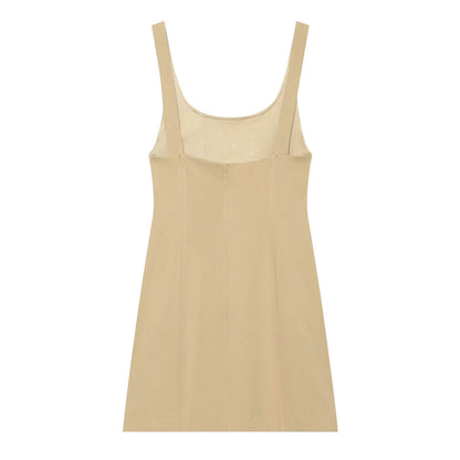 Women's buckle decoration mini dress