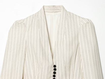 Women's short skirt style hem striped Blazer Coat