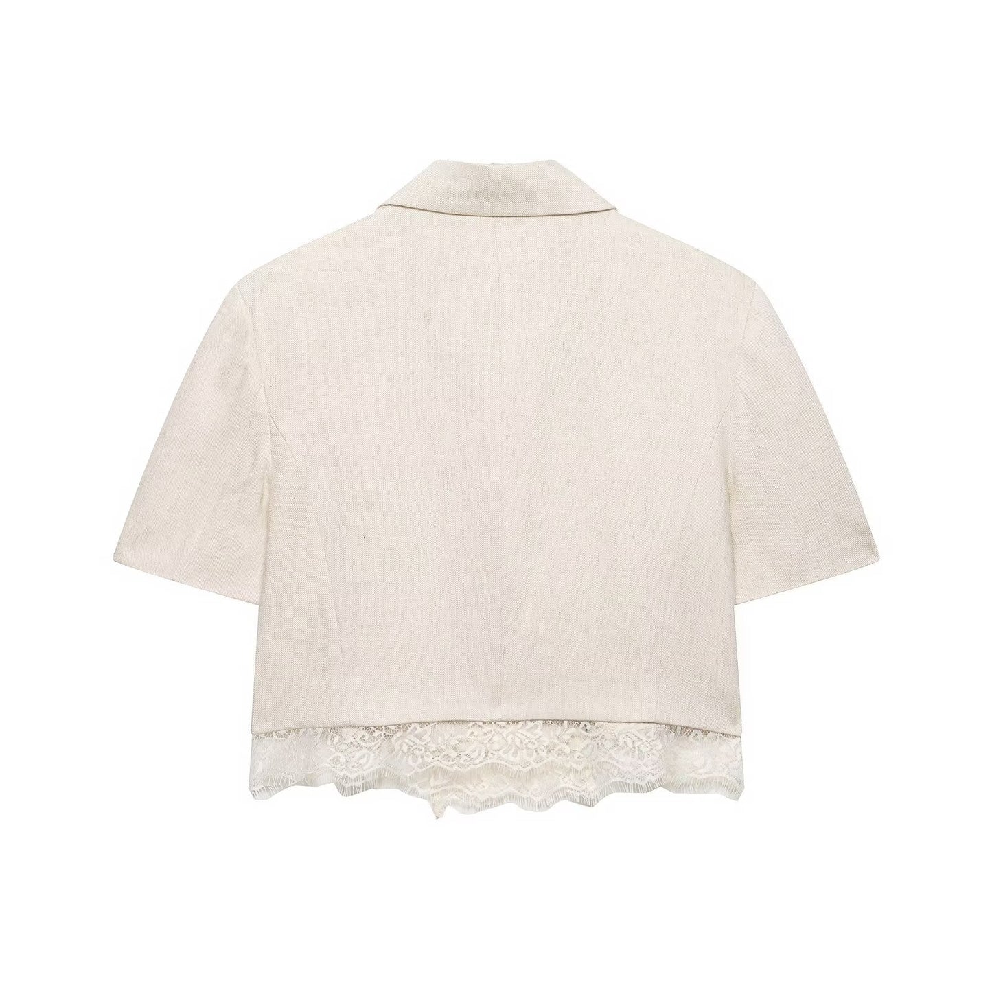 suit Women's 2 pieces lace hem short Blazer Coat+shorts