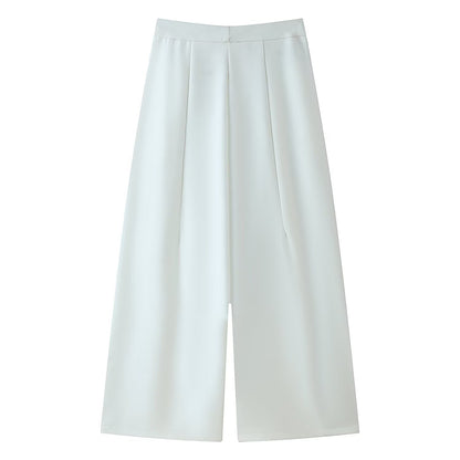 Women's new casual loose zipper pleated trousers