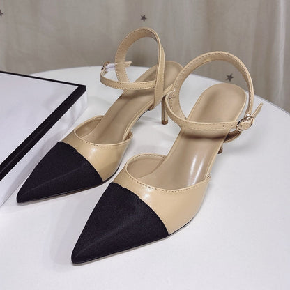 Women's new stitching design pointy high heels