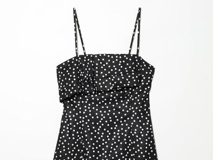 Women's polka dot suspender mini dress