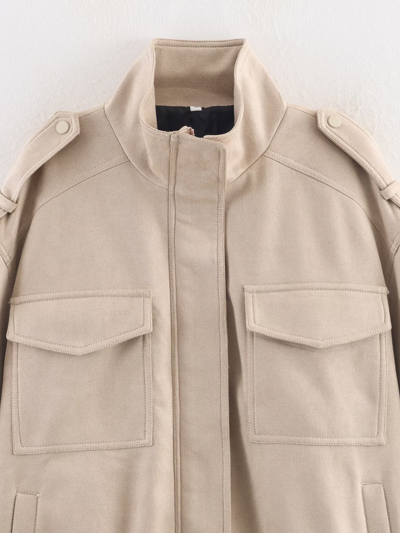 Women 2025 New Fashion Long-sleeved Suede loose-fitting jacket