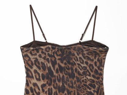 Women's animal print tight corset style tulle dress