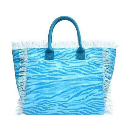 Women's new beach canvas tassel embroidered handbag