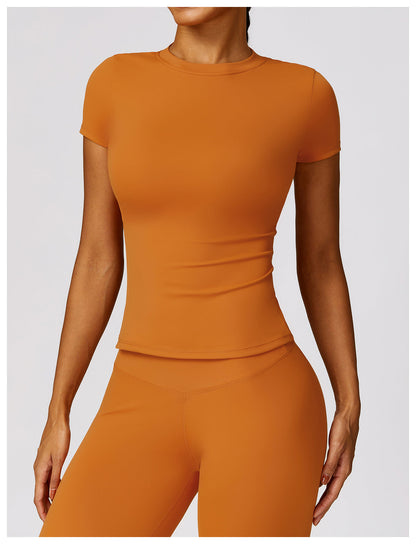 Women's Suit New Fashion Outdoor Running Short-sleeved Fitness Jacket High Waist Hip Quick-drying Yoga Pants.