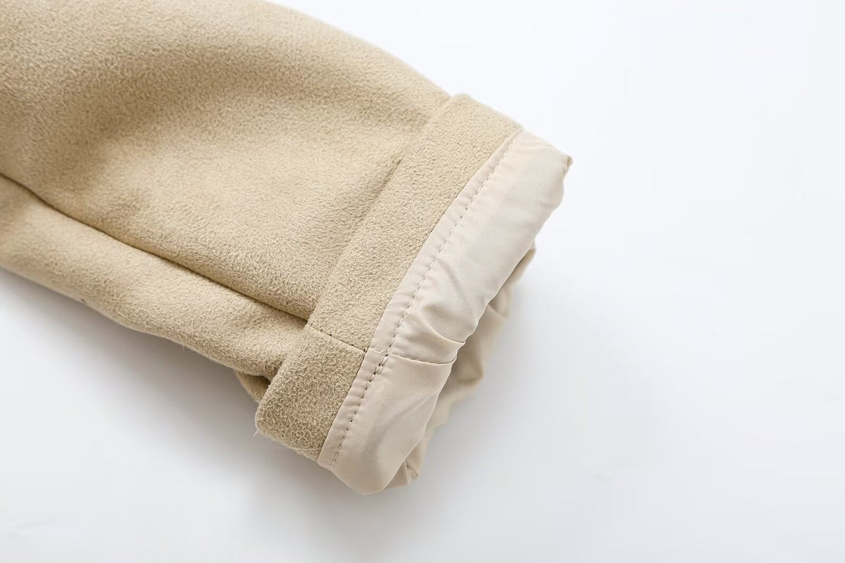 Women's Anti suede effect pleated short windbreaker Coat