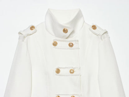 Women's standing collar double breasted short jacket