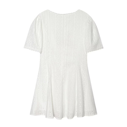 Women's hollow embroidery mini dress