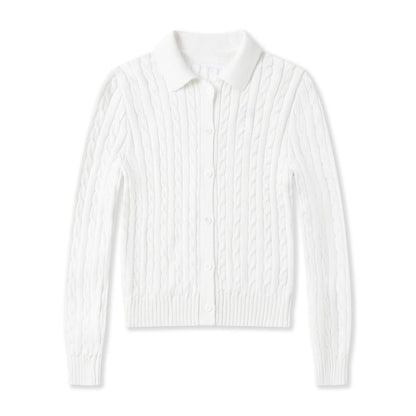 Women's New Sweater Cardigan Basic Classic Embroidered Polo Neck Slim Temperament Thin Coat