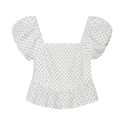 Women's hollowed out embroidered polka dot top