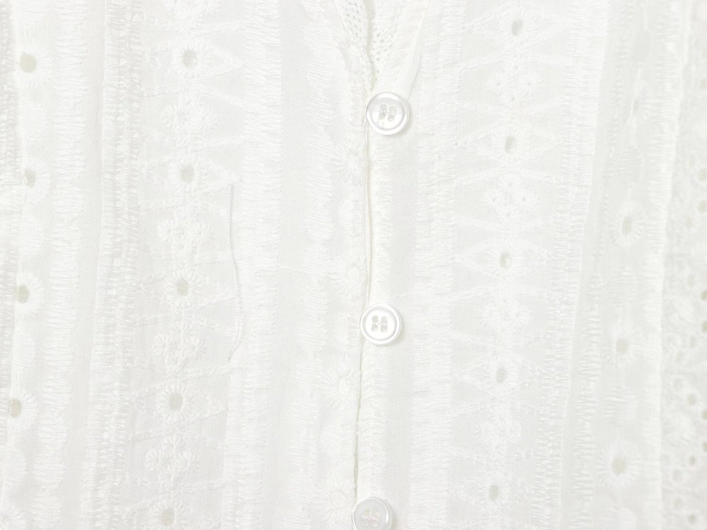 Women's hollowed out embroidered V-neck shirt