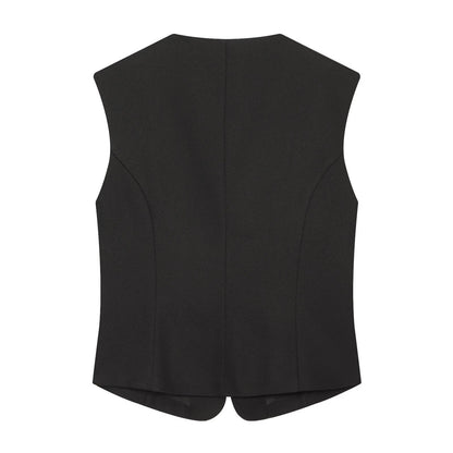 Women's slim double breasted twill vest