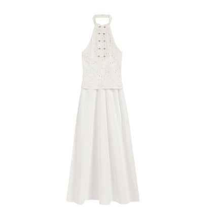 Women's hollowed out embroidered patchwork dress