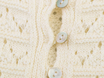 Women's round neck hollow knitted Coat