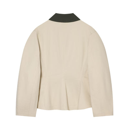 Women's contrasting collar Short skirt style hem jacket Coat
