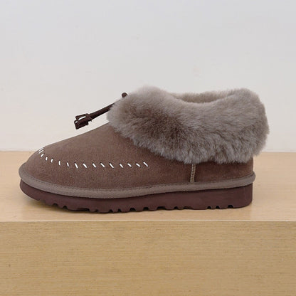 Women's new warm plush thin-soled short snow boots