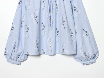Women's pressed glue embroidered printed shirt