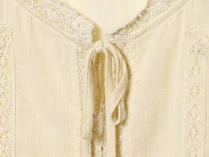 Women's embroidered chiffon lace up shirt
