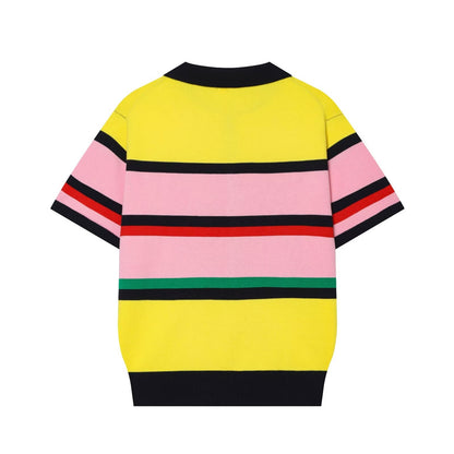 Women's comfortable striped knitted polo shirt