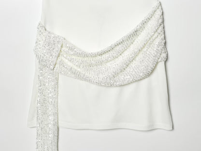 Women's backless bead patchwork mini dress