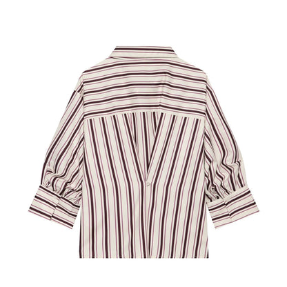 Women's adjustable long short sleeved striped shirt