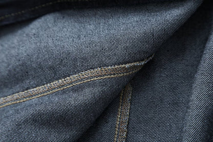 Women's double zipper design slim denim shirt
