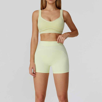 Women's new sanding bra+shorts yoga suit