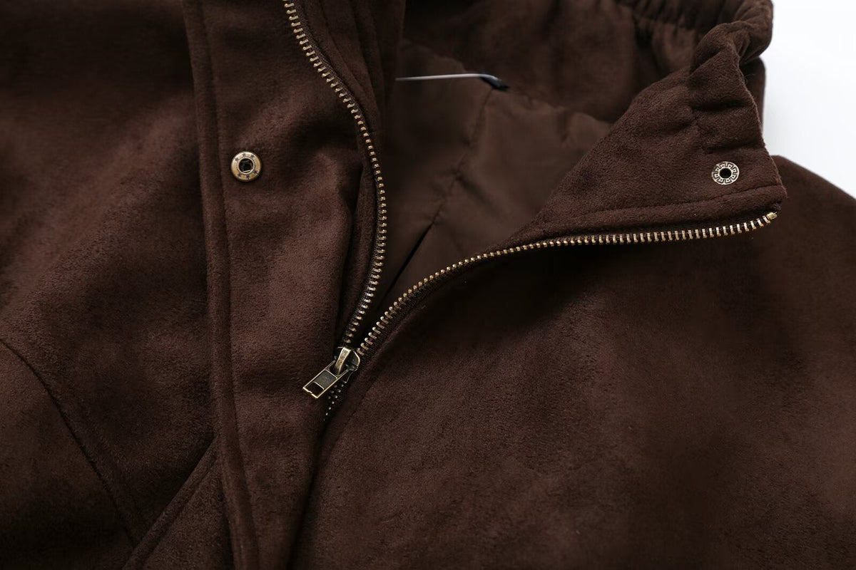 Women's suede textured elastic waist jacket Coat