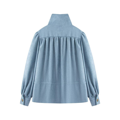 Women's bubble sleeve solid short windbreaker Coat