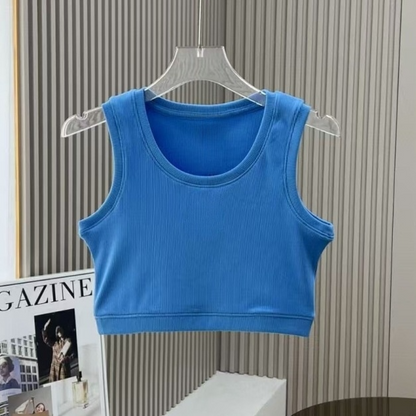 2026 women's new fashion Joker fitness embroidery thread short bust vest