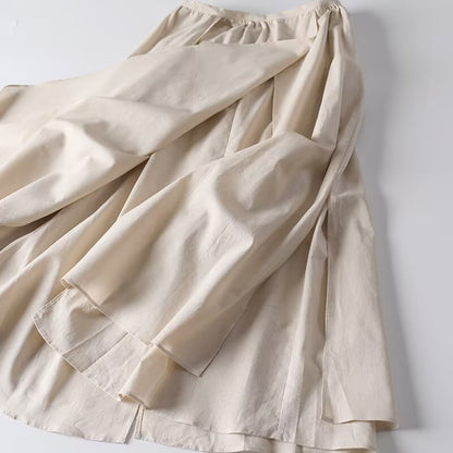 Women's solid linen blended MIDI dress