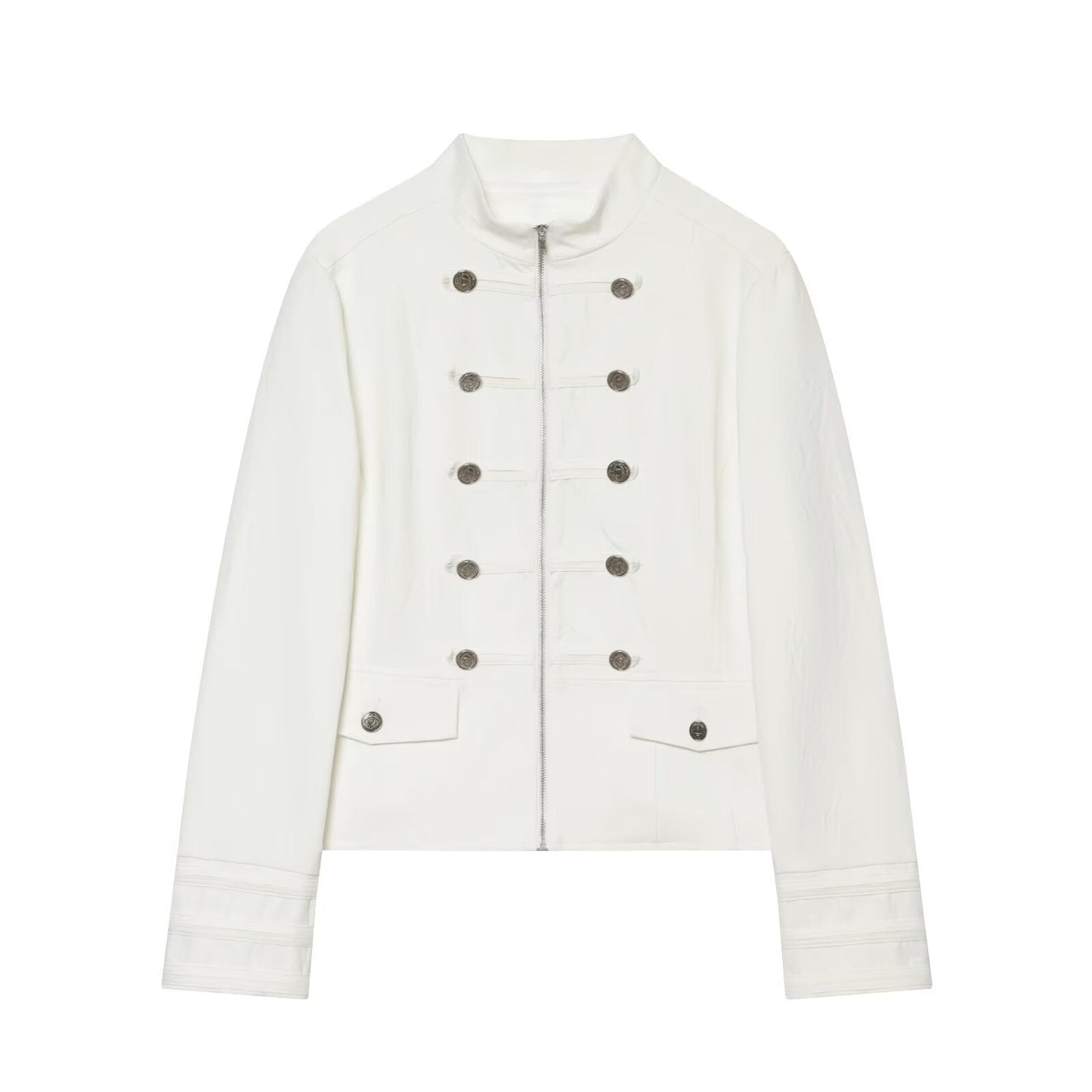 Women's standing collar breasted decorative Blazer Coat