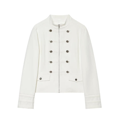 Women's standing collar breasted decorative Blazer Coat