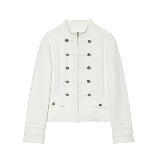 Women's standing collar breasted decorative Blazer Coat