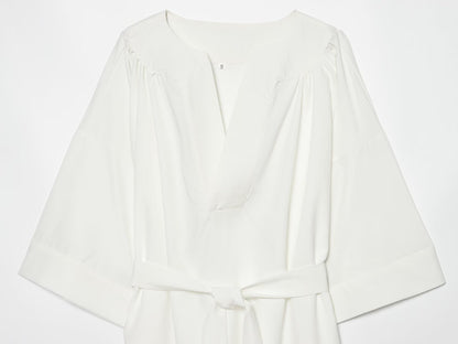 Women's With Belt loose long shirt style dress