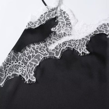 Women's asymmetric lace suspender dress