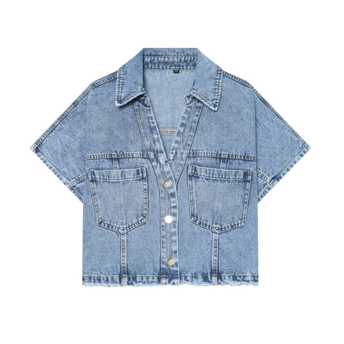 suit Women's 2 pieces casual short denim shirt+culottes
