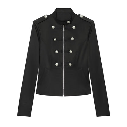 Women's double breasted waist cinched jacket Coat