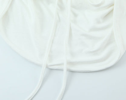 Women's pleated Hanging neck collar top