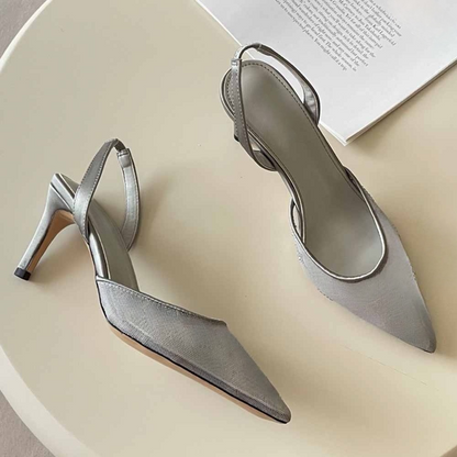 Women's new mesh diamond decorative high heels have a shoe box.