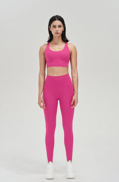 Women's new double-sided sanding cross back sports bra shockproof gathered yoga bra fitness vest