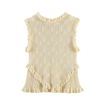 Women's layered decorative O Neck sleeveless top