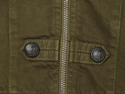 Women's standing collar short straight denim jacket