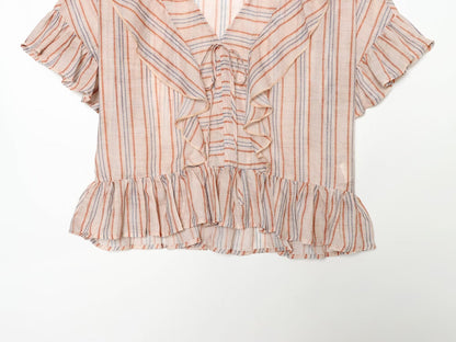suit Women's 2 pieces striped layered decorative shirt+shorts