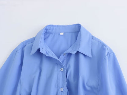 Women's bow decoration casual poplin shirt