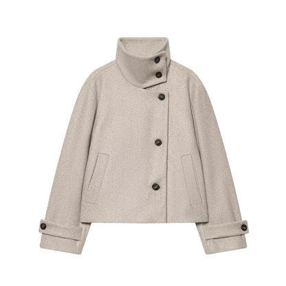 Women's new multi-color stand collar buttoned Coat