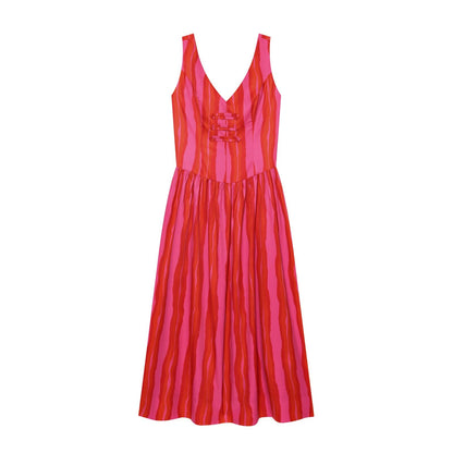 Women's rope knot decorative striped dress