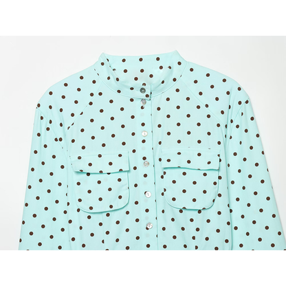 suit Women's 2 pieces polka dot pocket mini shorts+shirt style Coat