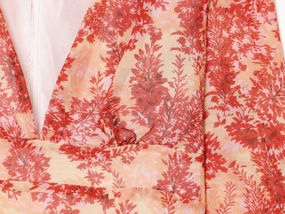 Women's V-neck printed ruffle mini dress